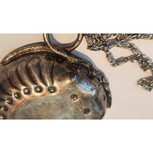 Sommeliers tasting cup with Chain 45"  Snake Design Thumb Ring  shallow silver - Picture 6 of 14